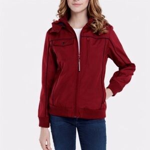 Baubax Red Outdoor Thumbholes Full Zip Hooded Gorpcore Bomber Jacket Size M